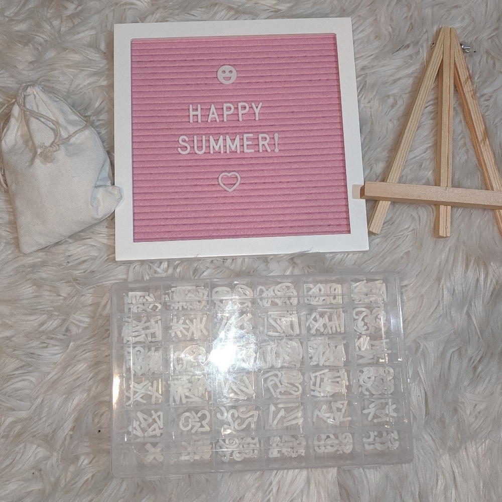 Pink and white letter board